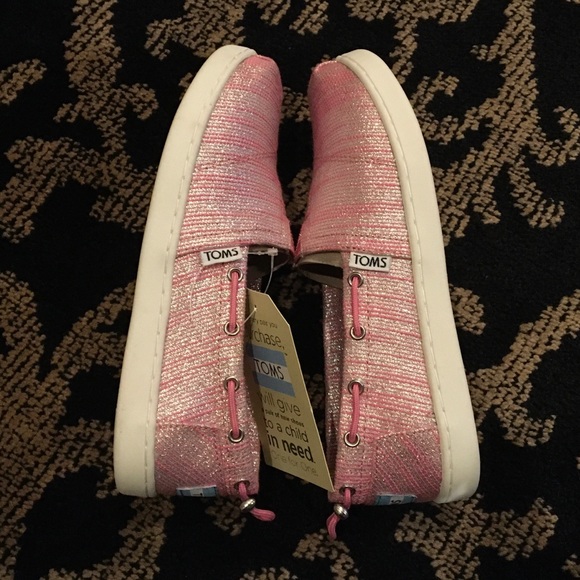 🌸NWT🌸Toms Youth sparkly pink boat shoes - Picture 7 of 8